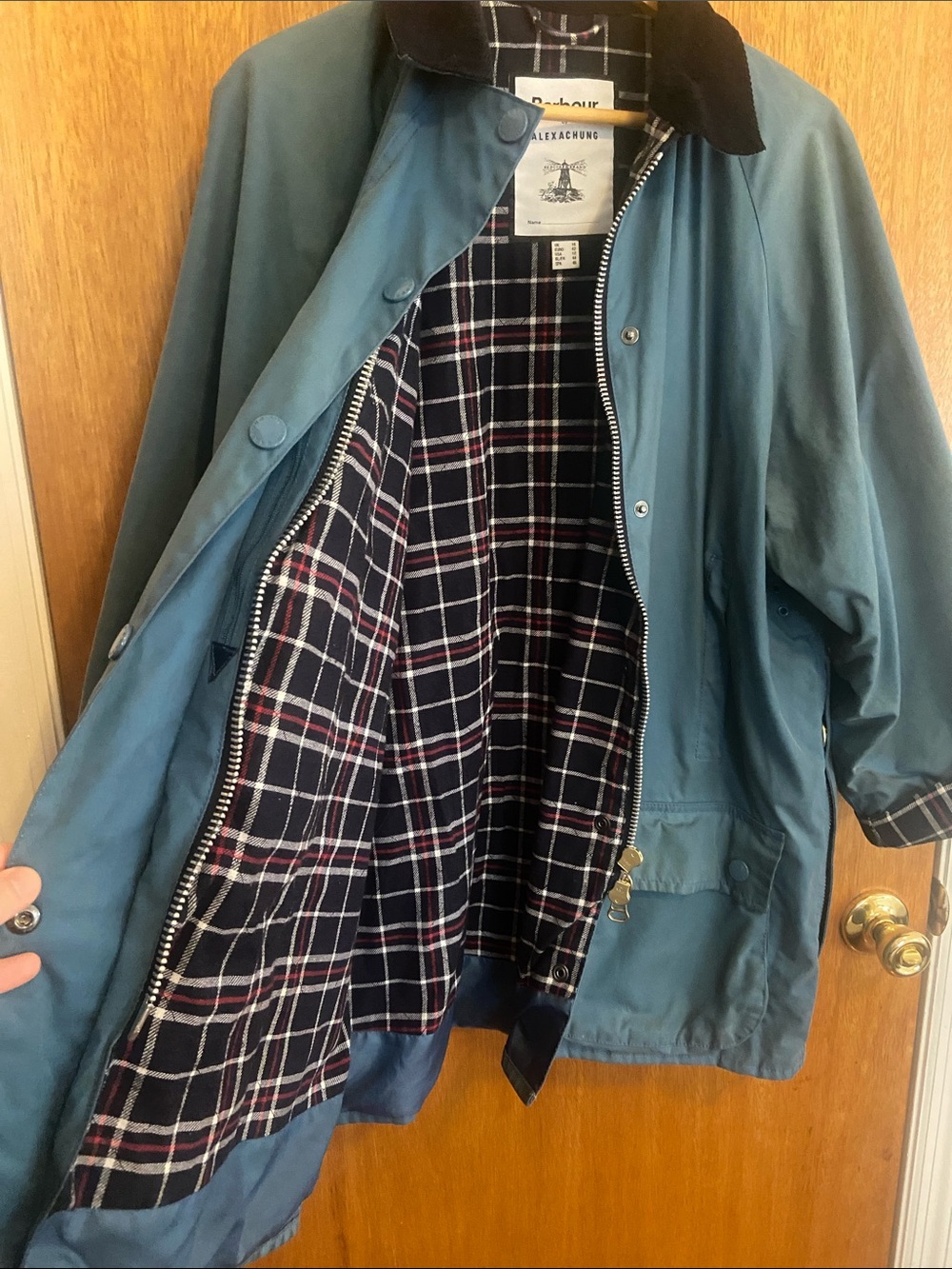 Alexa Chung Barbour Waxed Cotton Jacket with Black Corduroy Collar - Picture 2 of 16
